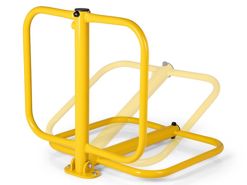 Folding Parking Barrier - Yellow Mild Steel, Folds to 70mm - 720mm Overall Height
