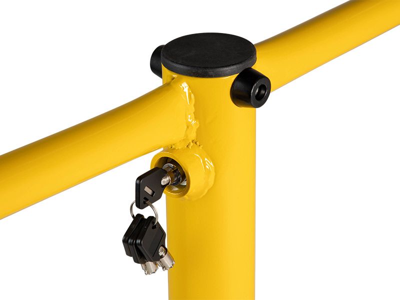 Folding Parking Barrier - Yellow Mild Steel, Folds to 70mm - 720mm Overall Height