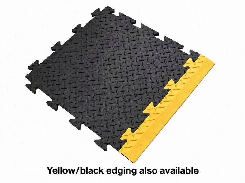 Single Garage Floor Vinyl Tile Bundle - Checker Plate - Black - 3m x 6m Total Coverage