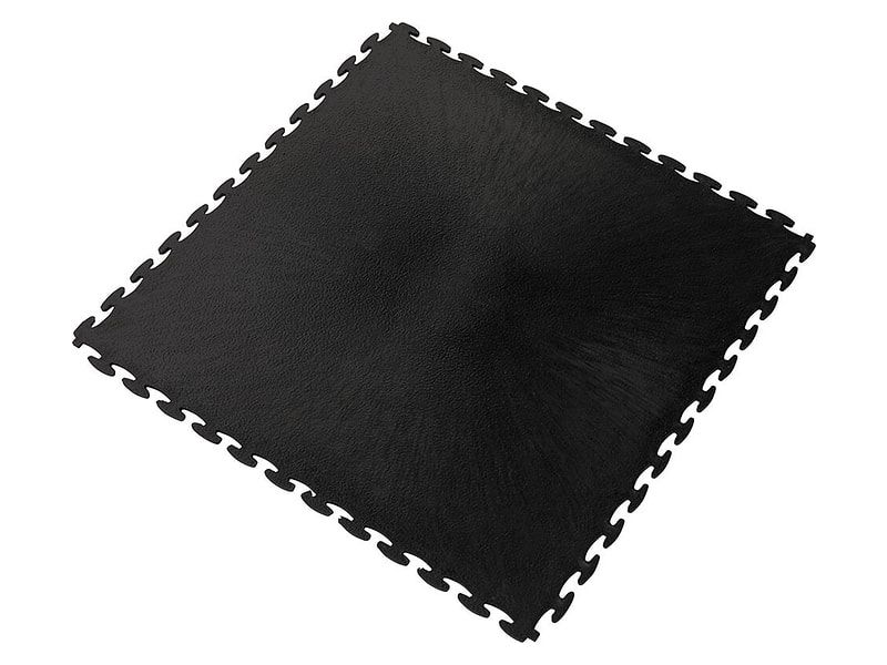 Fine Grain Interlocking Gym Floor Tile - Black Vinyl - 7mm Thick