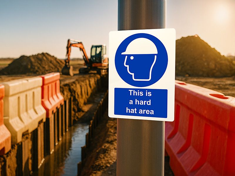 "Hard Hat Area" Mandatory Site Safety Sign