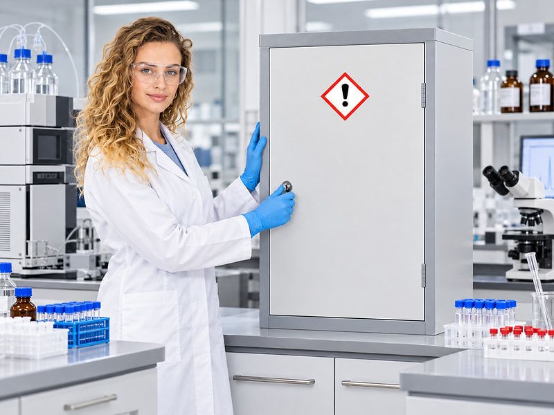 910mm COSHH Cabinet - 1 Door, 1 Shelf - 10L Spill Sump