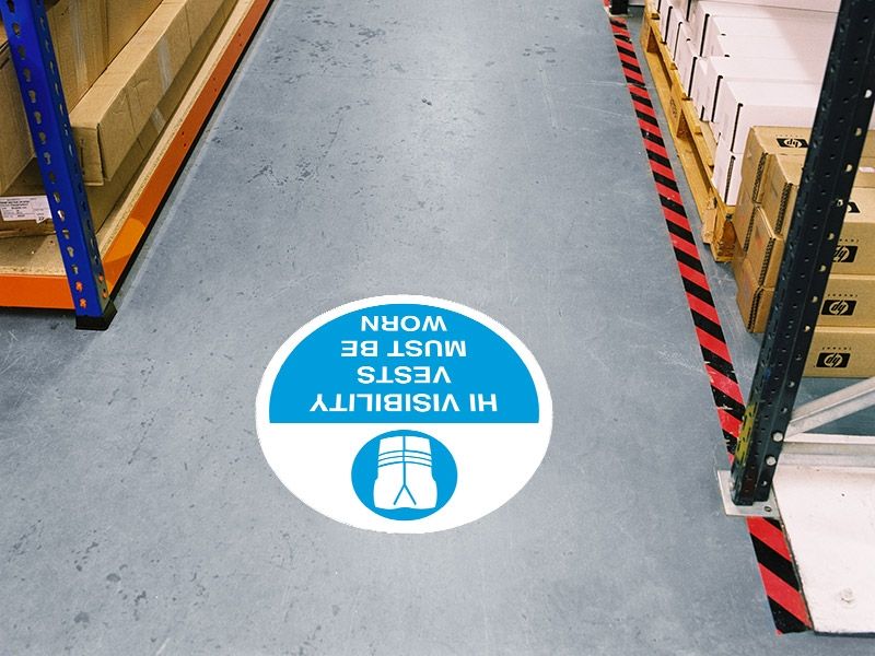 Hi-vis Vests Must Be Worn Floor Symbol Marker