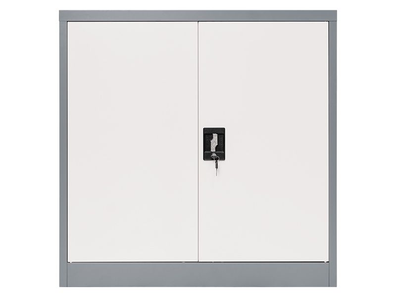 Lockable Cabinet - Mid Grey, 2 Door, 1 Shelf - 900 × 900 × 450mm