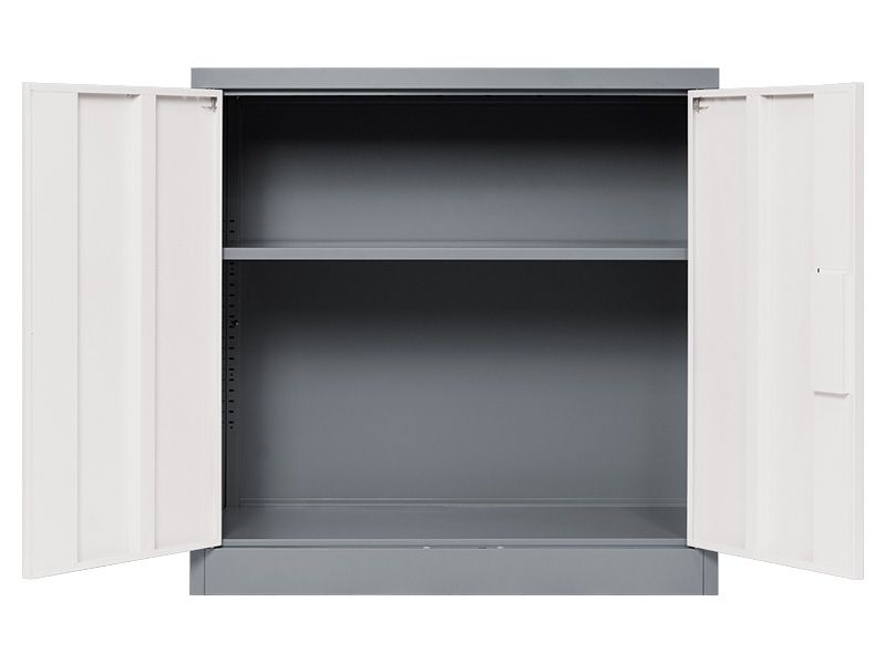 Lockable Cabinet - Mid Grey, 2 Door, 1 Shelf - 900 × 900 × 450mm