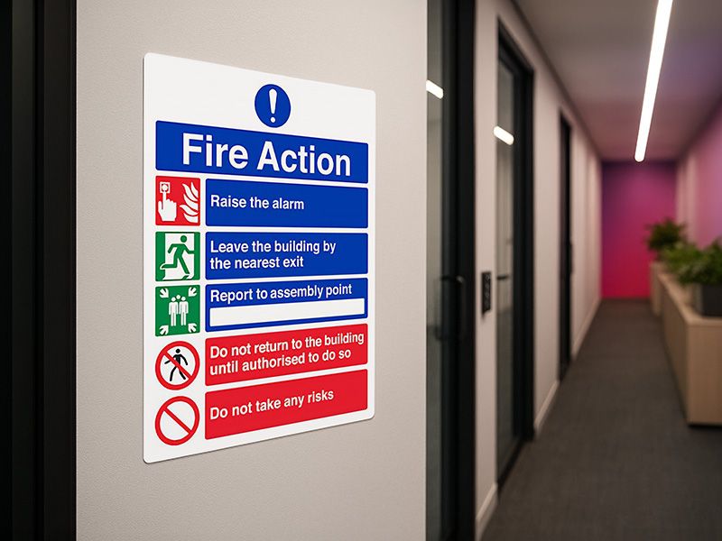 "Fire Action Notice" Mandatory Site Safety Sign