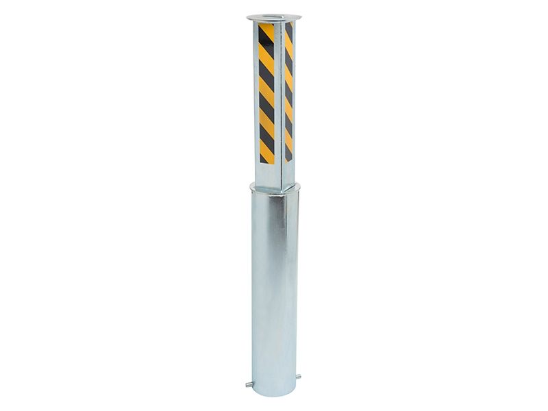 Manual Rising Security Post - Yellow/Black Zinc Plated Steel - 520mm Bollard Height