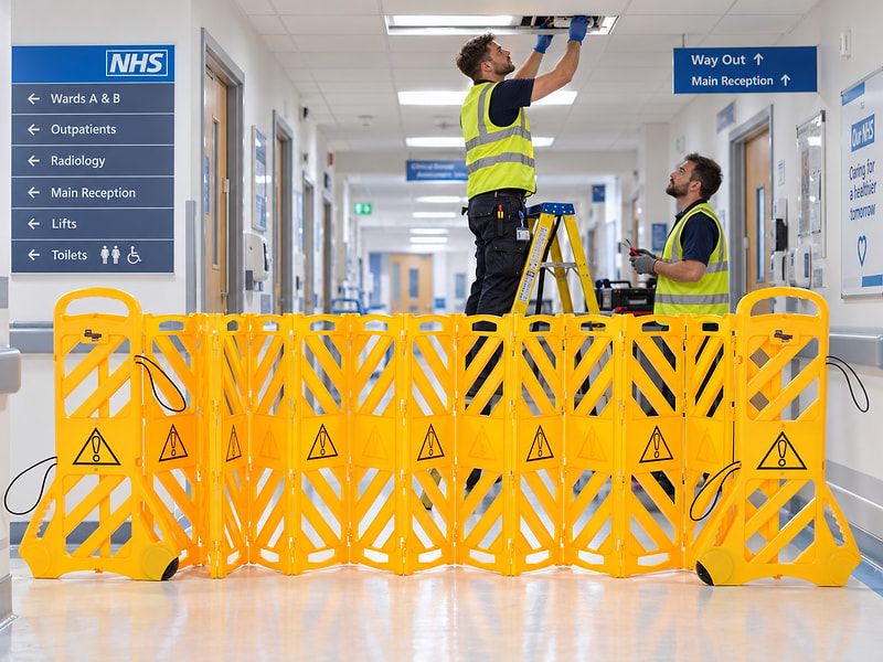 Portable Expanding Barrier - Yellow Plastic - Extends to 3780mm