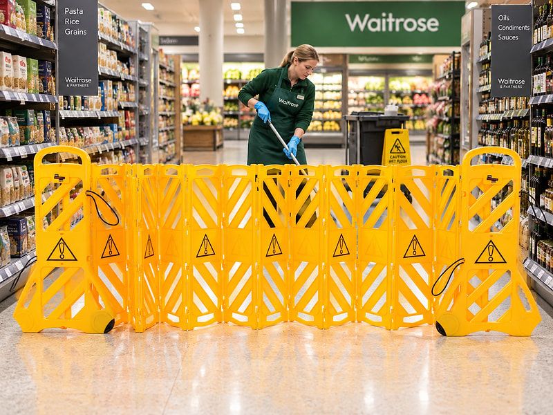 Portable Expanding Barrier - Yellow Plastic - Extends to 3780mm