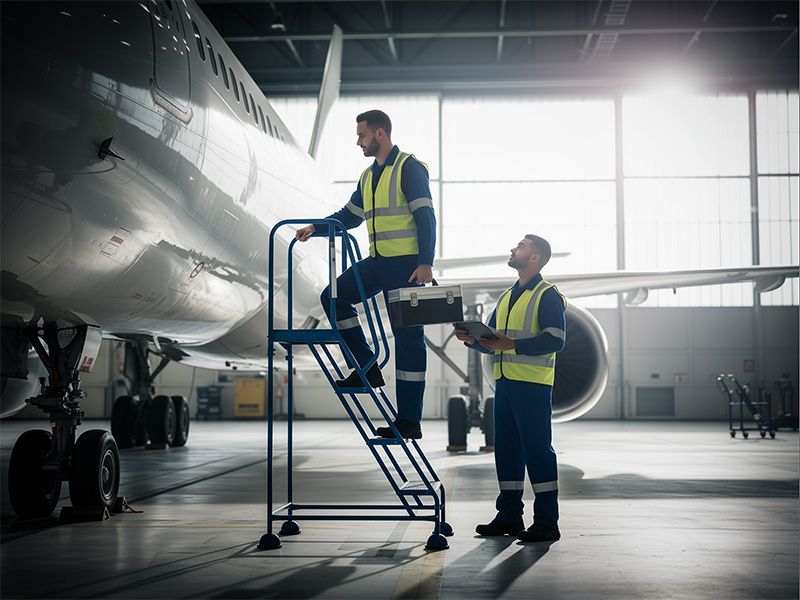 Mobile Steps with Handrail