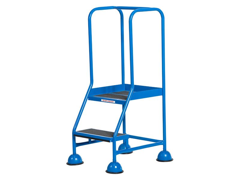 2 Tread Mobile Safety Steps - Spring-Loaded Castors - 2.5m Approx Working Height