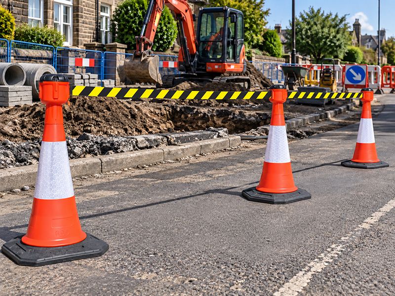 Yellow and Black Retractable Cone Barrier - Cone Topper - 10.1m Belt Length