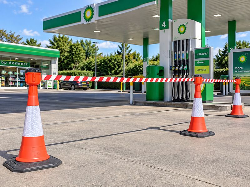 Red and White Retractable Cone Barrier - Cone Topper - 10.1m Belt Length