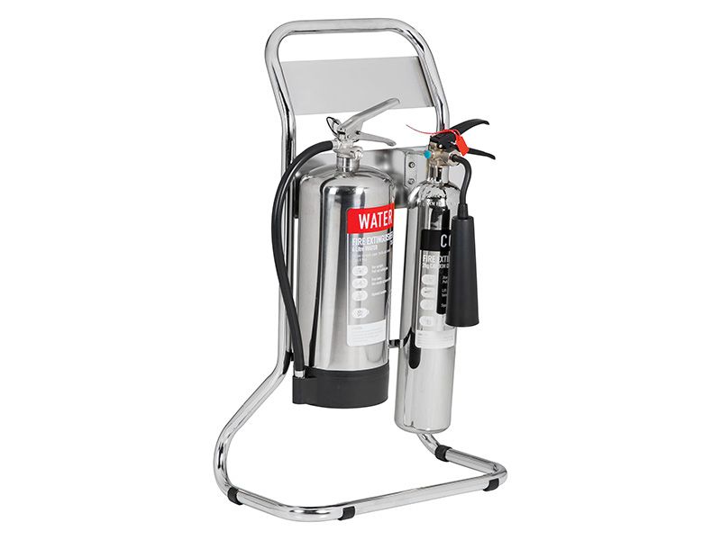 Twin Chrome Fire Extinguisher Stand