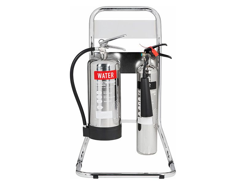 Twin Chrome Fire Extinguisher Stand
