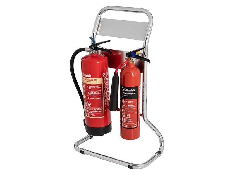 Twin Chrome Fire Extinguisher Stand