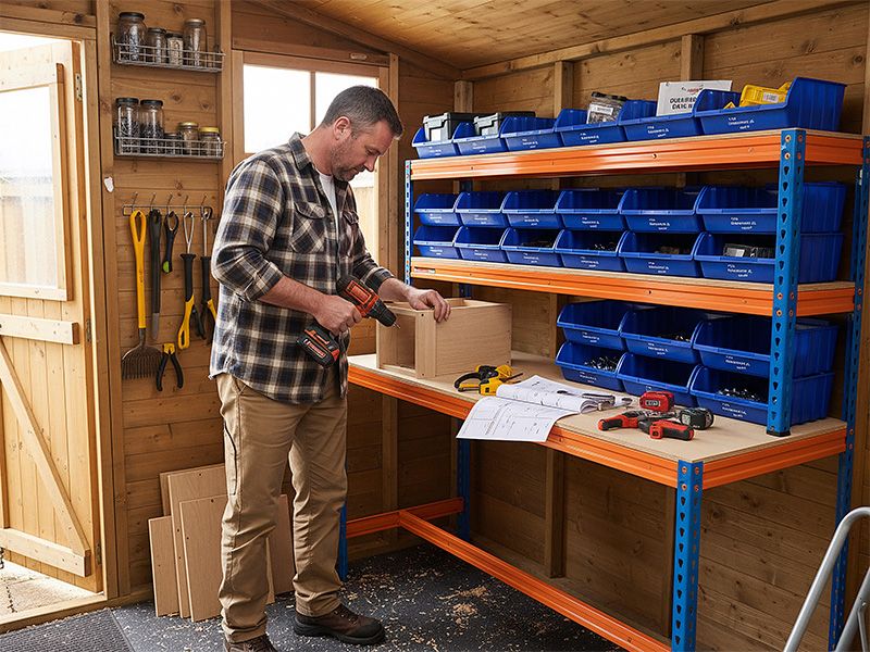 Workbench with Storage Bins