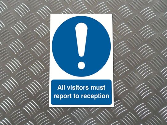 "All Visitors Report To Reception" Mandatory Site Safety Sign