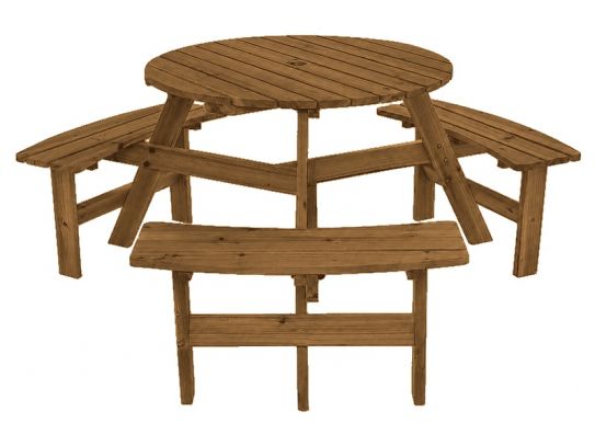 Walnut 6 Seater Round Bench