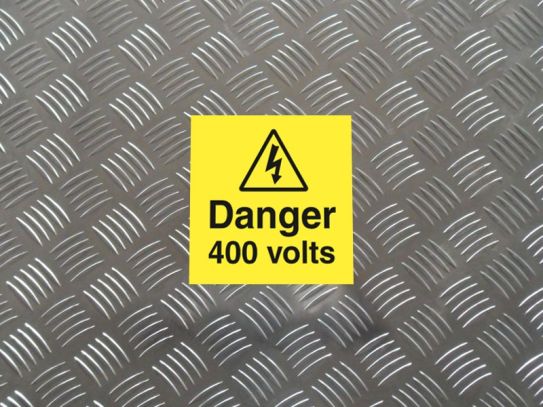 "Danger 400 Volts" Labels on a Roll