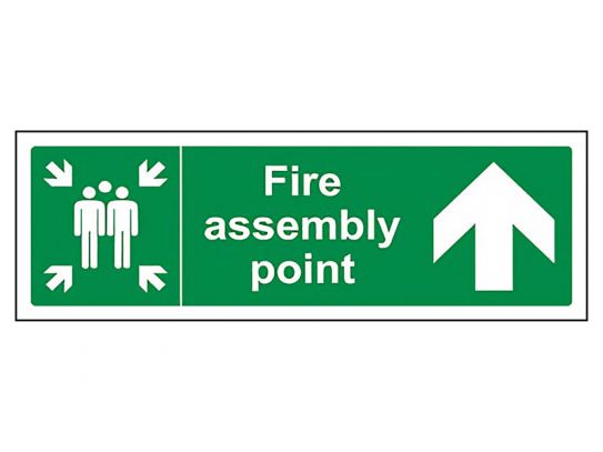 "Fire Assembly Point" Arrow Up Sign