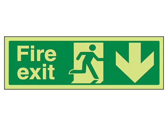 "Fire Exit Down" Glow in the Dark Safety Sign