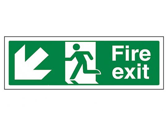 "Fire Exit Down Left" Fire Exit Direction Sign