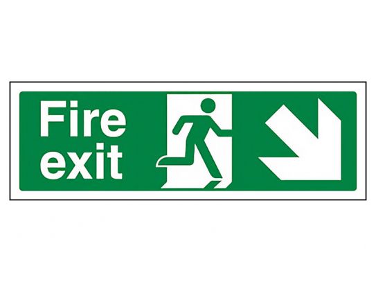 "Fire Exit Down Right" Fire Exit Direction Sign