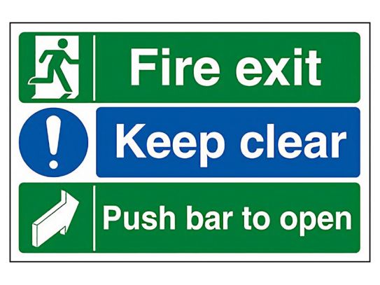 "Fire Exit Push Bar to Open" Fire Exit Sign