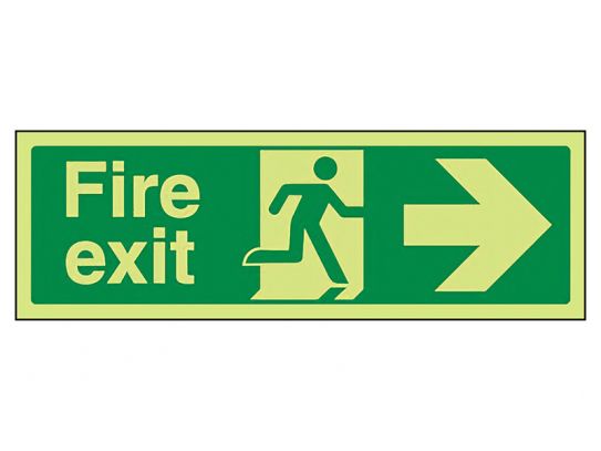 "Fire Exit Right" Glow in the Dark Safety Sign