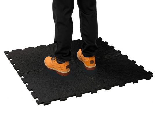 Fine Grain Interlocking Gym Floor Tile - Black Vinyl - 7mm Thick