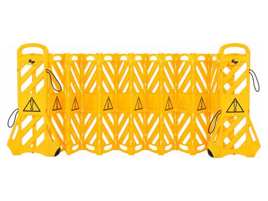 Portable Expanding Barrier - Yellow Plastic - Extends to 3780mm