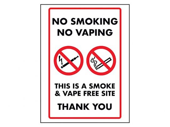 "No Smoking, No Vaping" Prohibition Sign