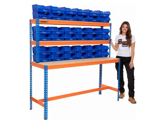 Workbench with Storage Bins