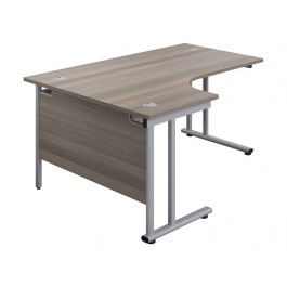 White curved corner store desk
