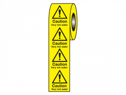 "Caution Very Hot Water" Labels on a Roll