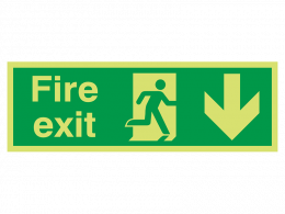 "Fire Exit Down" Glow in the Dark Safety Sign