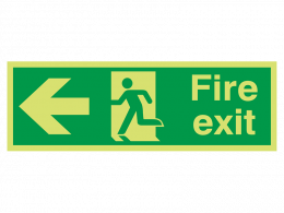 "Fire Exit Left" Glow in the Dark Safety Sign