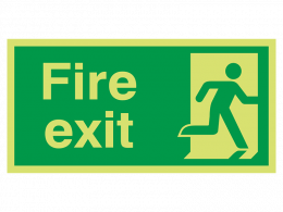 "Fire Exit Man Right" Glow in the Dark Safety Sign
