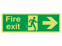 "Fire Exit Right" Glow in the Dark Safety Sign