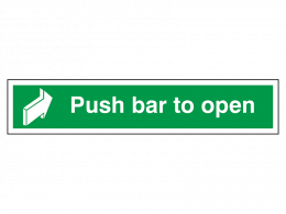 "Push Bar To Open" Fire Exit Sign