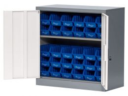 Storage Cabinet with Plastic Bins