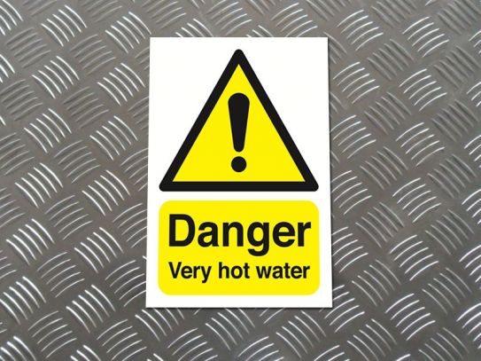 "Danger Very Hot Water" Warning Safety Sign