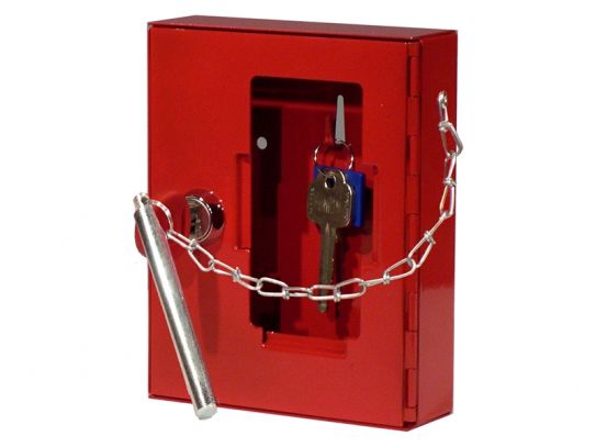 Glass Emergency Key Box with Cylinder Lock, Hammer and Chain
