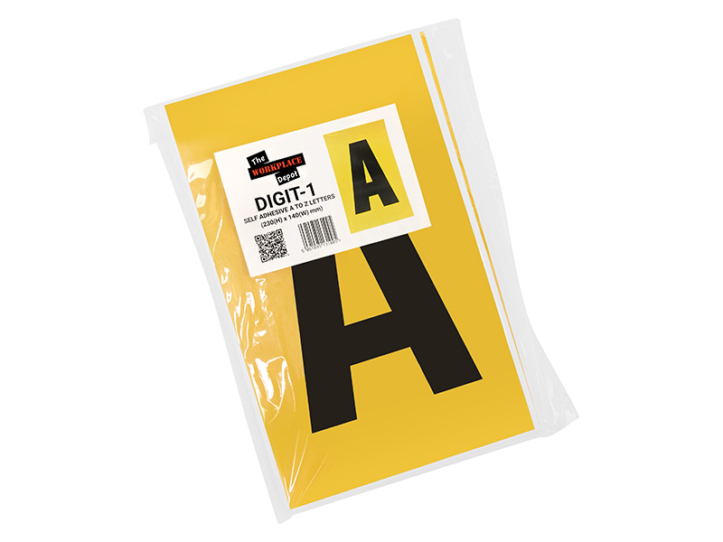 Yellow Self Adhesive Numbers & Letters (Letters A-Z, 230H x 140Wmm)