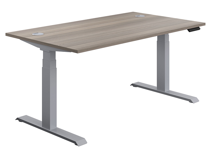 Adjustable Standing Desk (630-1290H x 1600W x 800L, Grey Oak / Silver)