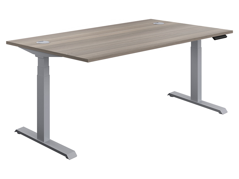 Adjustable Standing Desk (630-1290H x 1800W x 800L, Grey Oak / Silver)