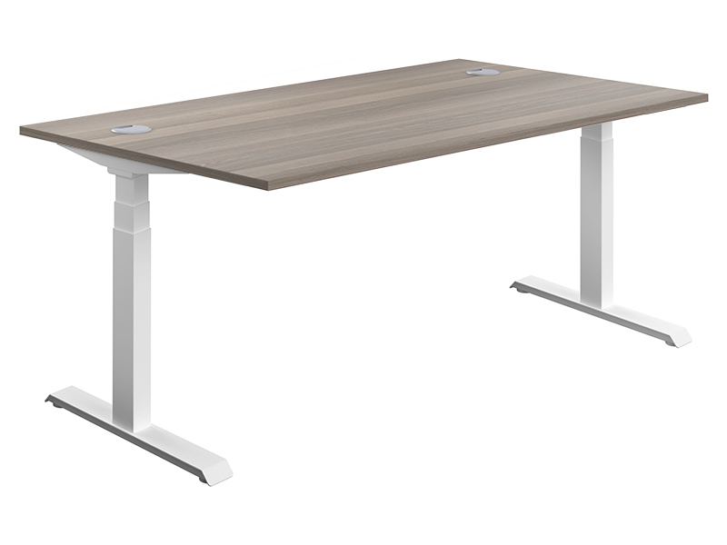Adjustable Standing Desk (630-1290H x 1800W x 800L, Grey Oak / White)