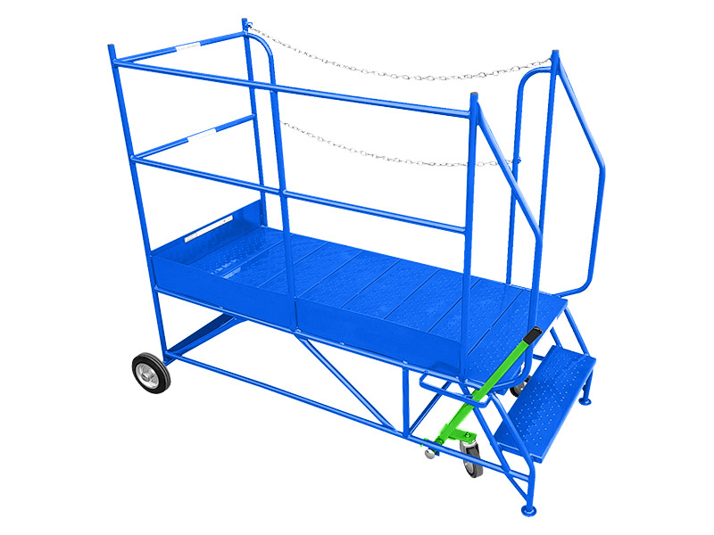 Access Platform (500mm 2 Tread, Metal, Left, Blue)