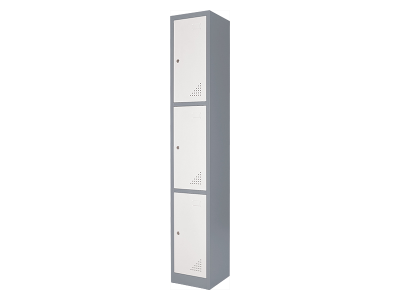 Single Metal Locker (3 Door, Grey)